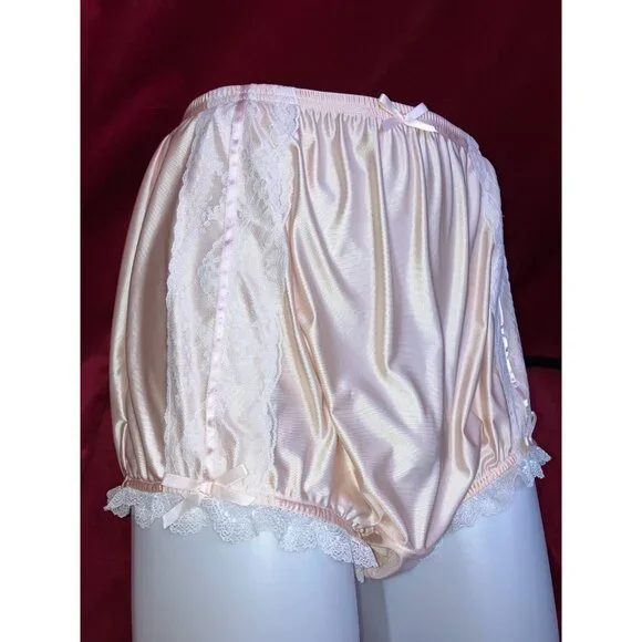 NIP 2X 3X Ritzy Knickers Can Can Granny Panty Silky Nylon Satin Lace Brief Sissy
